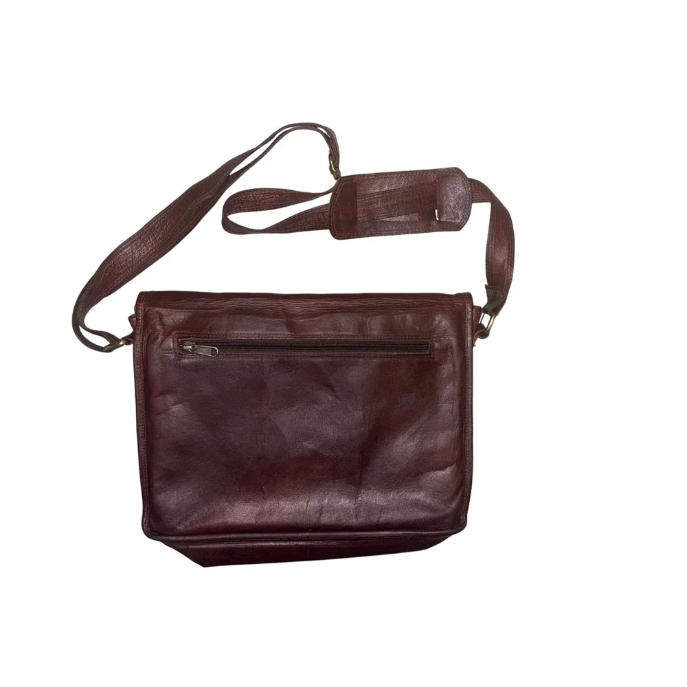 Urban Leather Messenger Bag Dark Brown Full Grain Leather Adjustable Strap